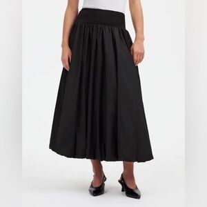 NWOT Madewell Poplin Smocked Bubble Midi Skirt Black - 6